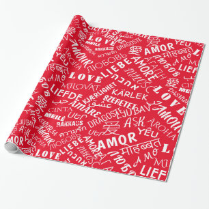 Papier Cadeau LOVE - Multi Language - Choisissez votre couleur p