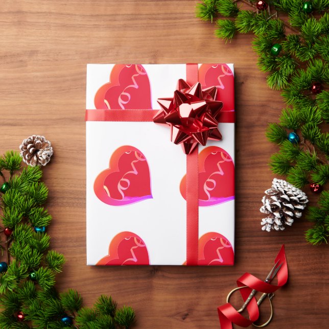 Papier Cadeau Love Red Heart Wrapper Papier (Cadeau de vacances)