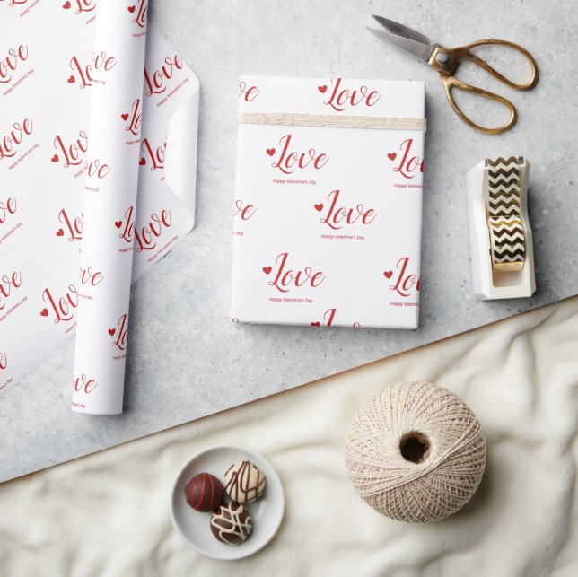 Papier Cadeau Love White Red Happy Valentine's Day (Artisanat)