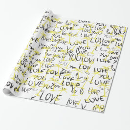 Papier Cadeau Love You Texte Motif Typographie créative 