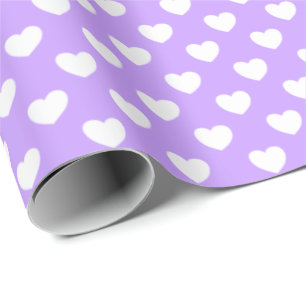 Papier Cadeau Lovely Lavender Et Cute White Coeurs Amoureux
