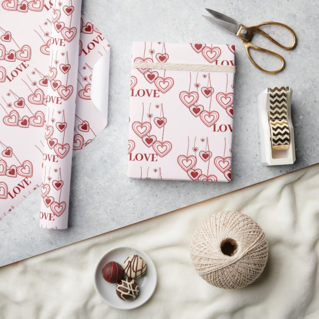 Papier Cadeau Lovely Love Red Hearts Saint Valentin (Artisanat)