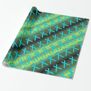 Papier Cadeau Lt Blue/Turquoise Stand Ribn Motif par Kenneth Yon