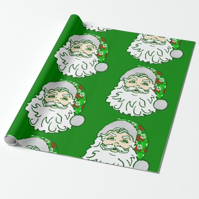 Papier Cadeau luau noël hawaïen santa claus (Déroulé)