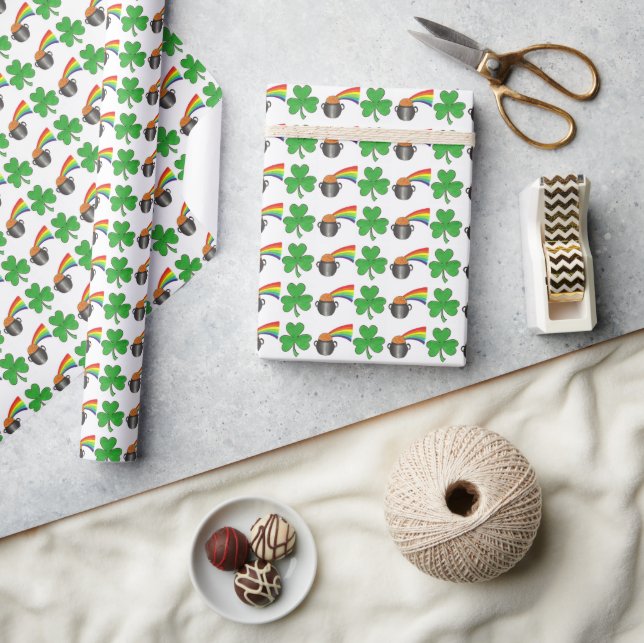 Papier Cadeau Lucky Day Shamrock Rainbow St. Patrick's Day (Artisanat)