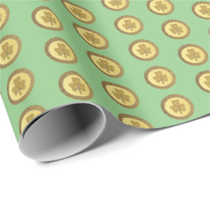 Papier Cadeau Lucky Irish Shamrock Gold Coin