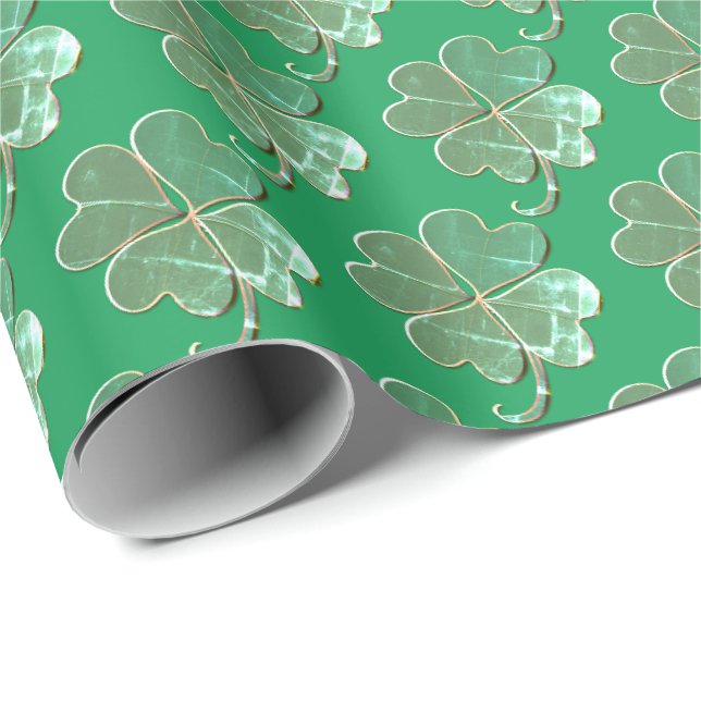 Papier Cadeau Lucky Shabby Chic 4Leaf Clover (Coin rond)