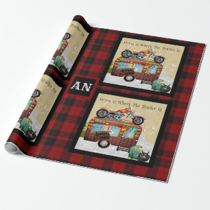 Papier Cadeau Lumberjack Camper Trailer Monogramme N'IMPORTE QUE
