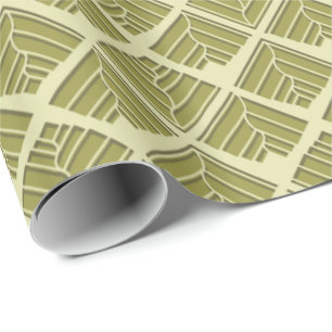 Papier Cadeau Lumière Motif carré feuille or Lime