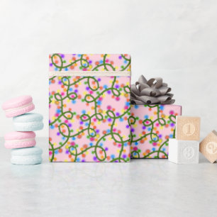Papier Cadeau Lumières à cordes colorées Joli Motif rose amusant