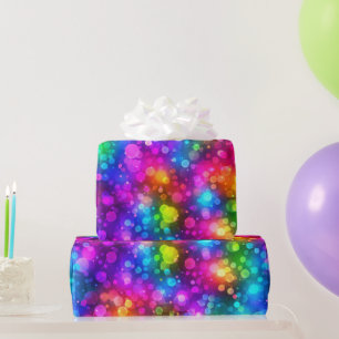 Papier Cadeau Lumières Bokeh Arc-en-Ciel Néon Abstraites