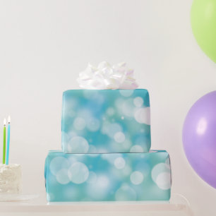 Papier Cadeau Lumières de la fête Aqua Bokeh
