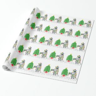 Papier Cadeau Lumières de Noël accrochantes d'âne