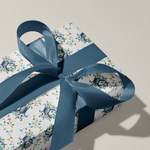 Papier Cadeau Lumières de Noël de crabe côtier