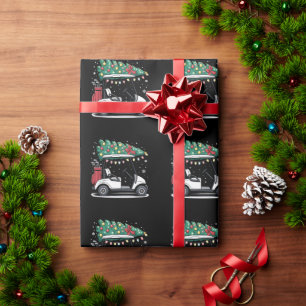 Papier Cadeau Lumières de sapin de Noël pour chariot de golf Xma