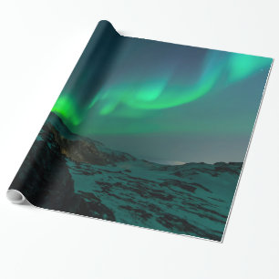 Papier Cadeau Lumières du nord vertes