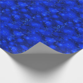 Papier Cadeau Lumières et flocons de neige, bleu - Noël