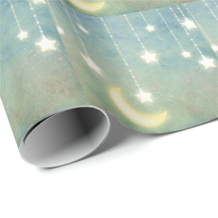 Papier Cadeau Lumières rougeoyantes brillantes célestes de lune
