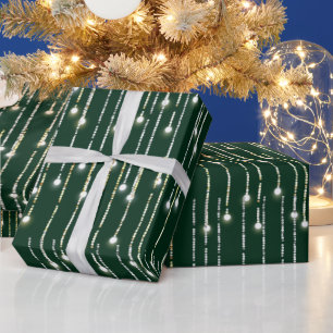 Papier Cadeau Lumières scintillantes dorées et argentées de Noël