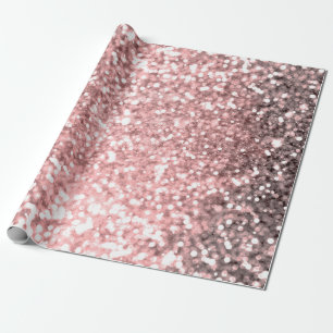 Papier Cadeau Lumières scintillantes Rose Gold pour filles paill