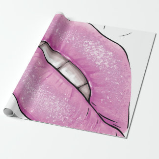Papier Cadeau Luminaire rose de la lèvre avec dents