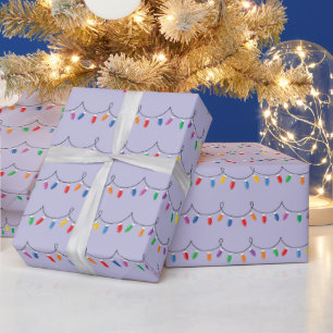 Papier Cadeau Luminaires de Noël colorés brillants brillant sans