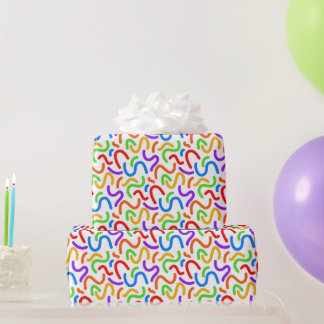 Papier Cadeau Lumineux Dopamine squigles arc-en-ciel Abstrait mo