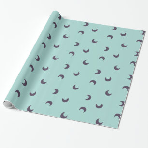 Papier Cadeau Lune bleue sur Turquoise