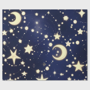 Papier Cadeau – Lune Céleste Navy Velours Luxe