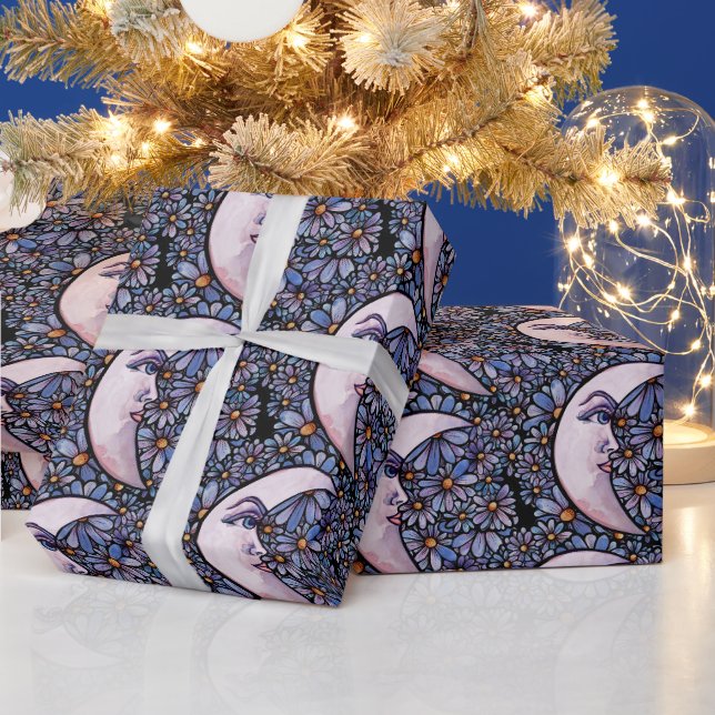 Papier Cadeau Lune Enfant Lune Déesse Art Lune Enfant Violet (Vacances)