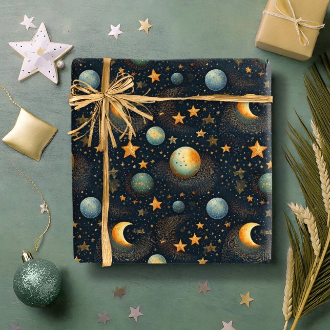 Papier Cadeau Lune et étoiles Celestial ID1080 (Créateur téléchargé)