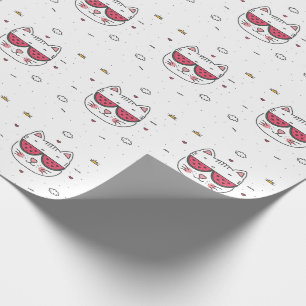 Papier Cadeau Lunettes de pastèque de chat blanc amusantes