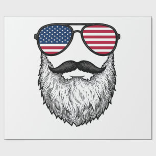 Papier Cadeau Lunettes de soleil à barbe patriotique vintage T-s