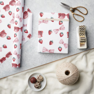 Papier Cadeau Lunettes de soleil fraises rubans Anniversaire
