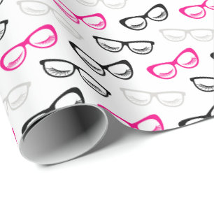 Papier Cadeau Lunettes de soleil roses noires et grises Papier e
