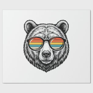 Papier Cadeau lunettes de soleil vintage ours graphique vectorie