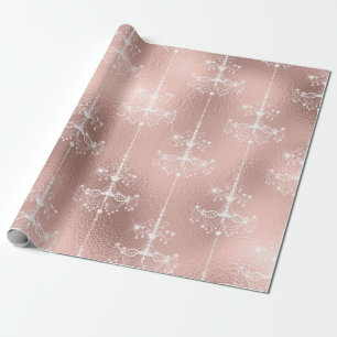 Papier Cadeau Lustre rose en or et en blanc