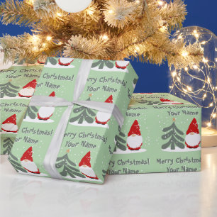 Papier Cadeau Lutin de Noël avec arbre personnalisé Vacances
