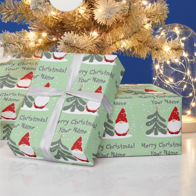 Papier Cadeau Lutin de Noël avec arbre personnalisé Vacances (Vacances)