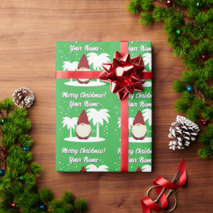 Papier Cadeau Lutins de Noël dessin animé avec palmiers uniques