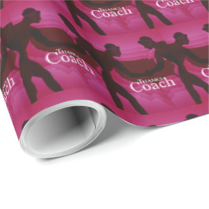 Papier Cadeau Lutte Merci Entraîneur Silhouette Rouge