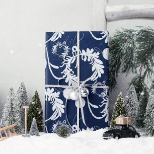 Papier Cadeau Lux Christmas Elegant Baubles on Blue