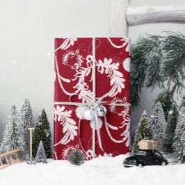 Papier Cadeau Lux Christmas Elegant Baubles sur Rouge