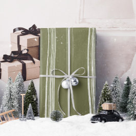 Papier Cadeau Lux Christmas White Strips on Green