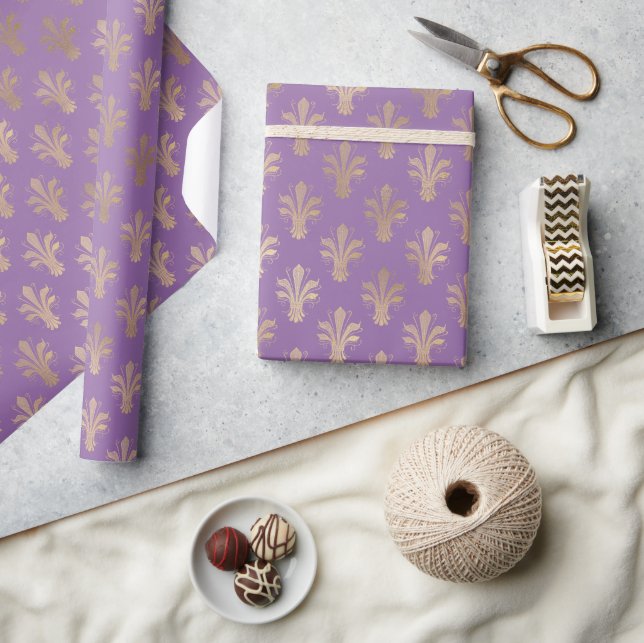 Papier Cadeau Lux Gold Fleur de Lis et Amethyst (Artisanat)