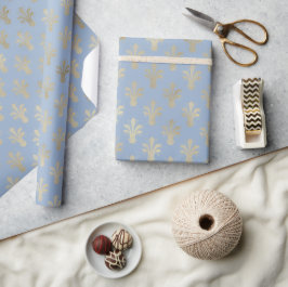 Papier Cadeau Lux Gold Fleur de Lis et Cerulean Blue