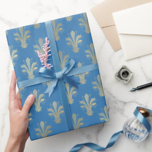 Papier Cadeau Lux Gold Fleur de Lis et French Blue