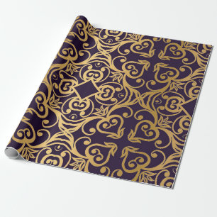 PAPIER CADEAU LUXE ÉLÉGANT OR NOIR ANNIVERSAIRE MARIAGE WRAP