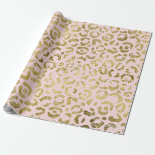 Papier Cadeau Luxueux Empreinte de léopard Glam Gold Light Pink