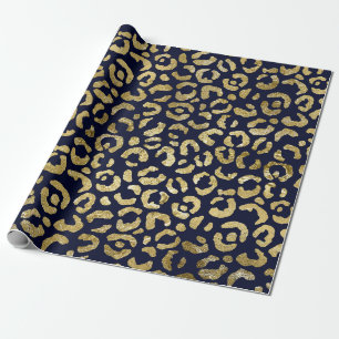 Papier Cadeau Luxueux Empreinte de léopard Glam Gold Navy